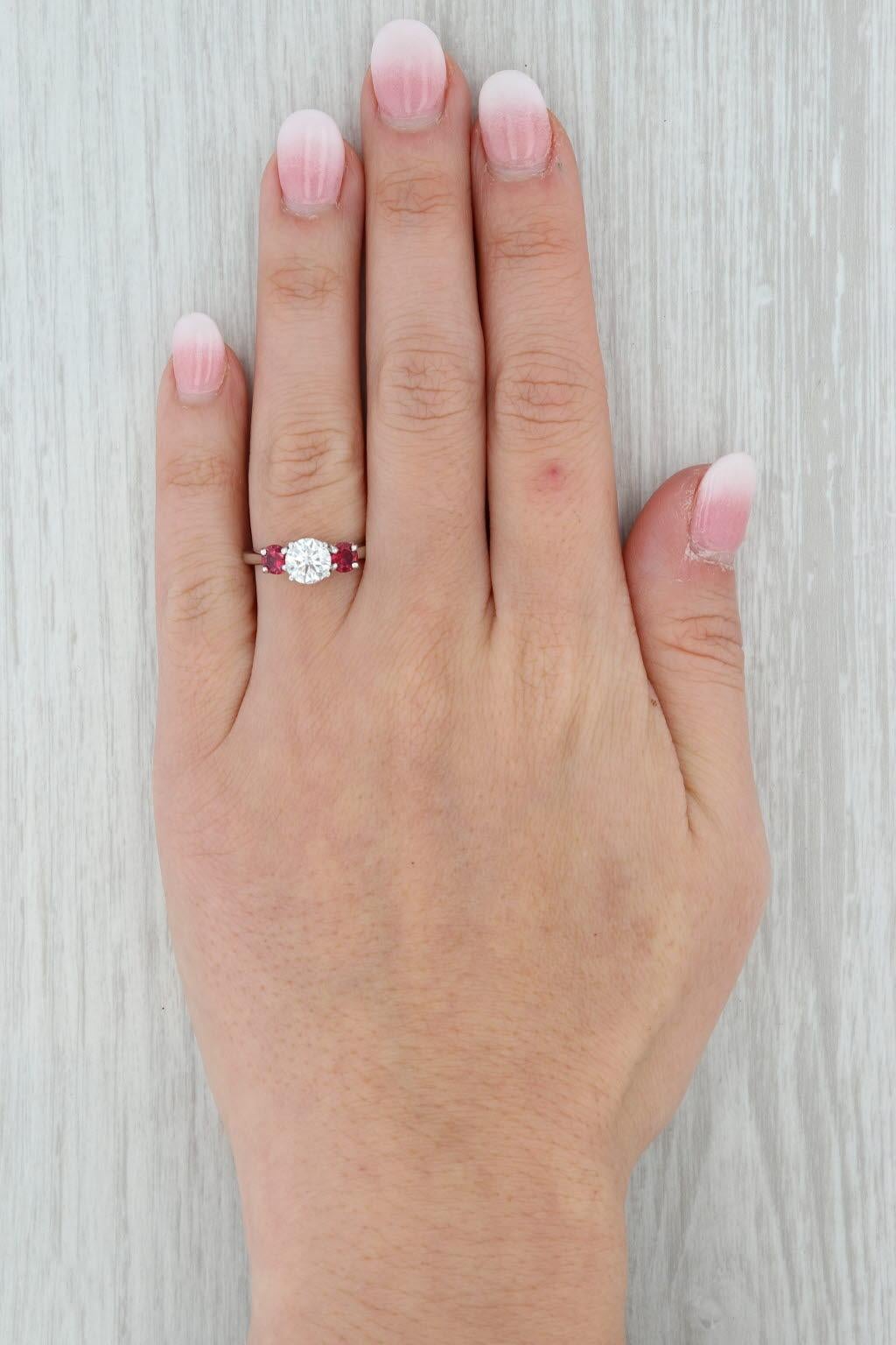 1.50ctw VS2 Diamond Ruby Ring 14k White Gold Sz 5 Round Brilliant GIA Engagement For Sale 4