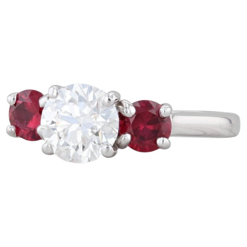 1.50ctw VS2 Diamond Ruby Ring 14k White Gold Sz 5 Round Brilliant GIA Engagement