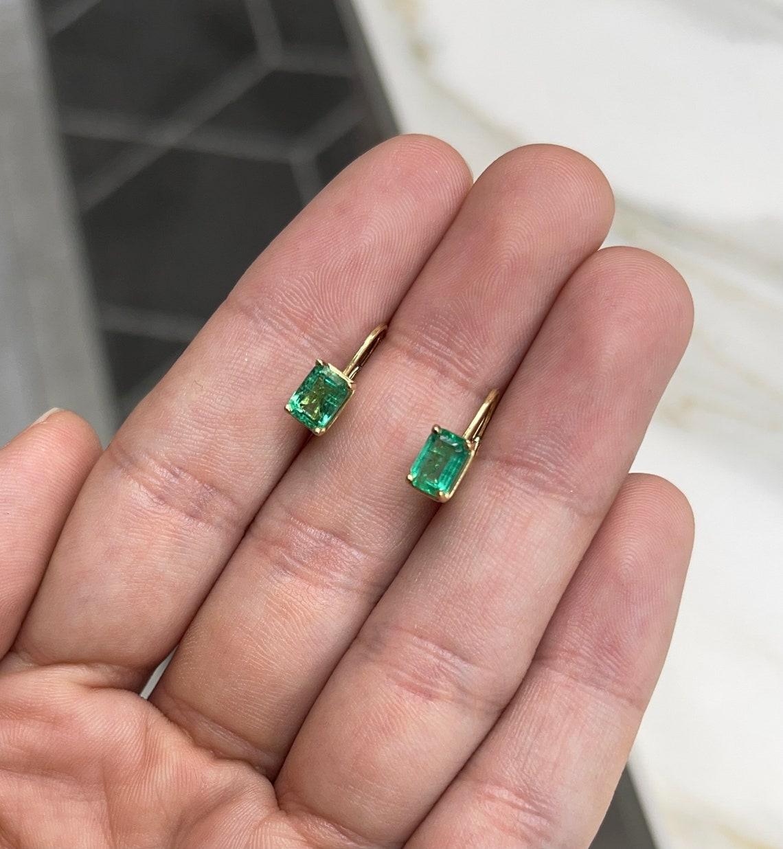 Leverback emerald shop earrings