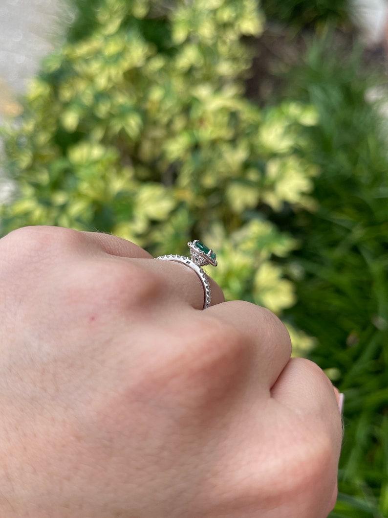 1.50tcw 14K Natural Oval Emerald & Diamond Halo Engagement Ring For Sale 4