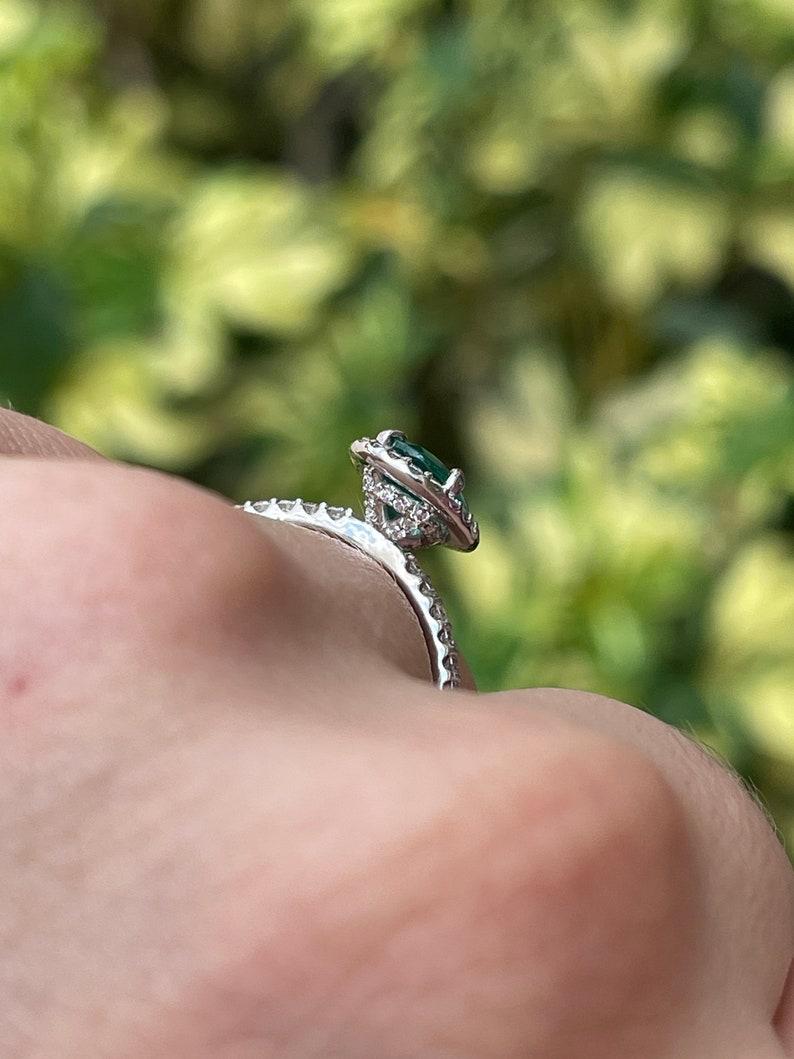 1.50tcw 14K Natural Oval Emerald & Diamond Halo Engagement Ring For Sale 3