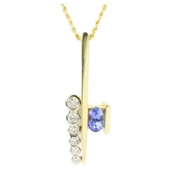 1.50tcw Oval Tanzanite & Diamond Pendant 14k Yellow Gold Tanzanite Necklace