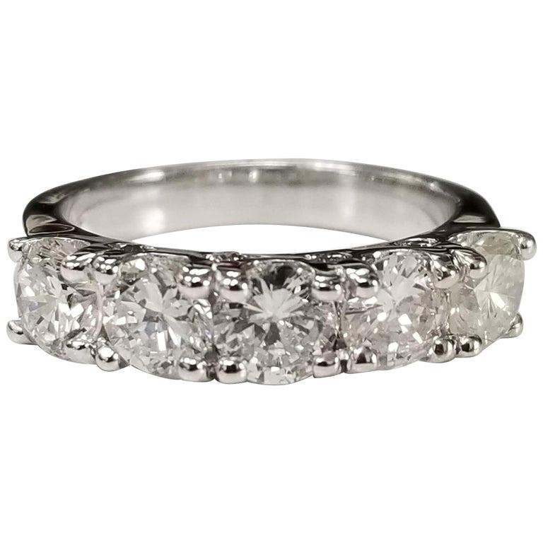 1.51 Carat 5-Stone Diamond Wedding Ring For Sale