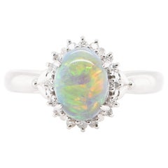 1.51 Carat Black Opal and Diamond Engagement Ring Set in Platinum