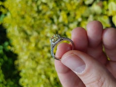 1.51 Carat Cushion Cut Fancy Intense Yellow Diamond Halo Engagement Ring