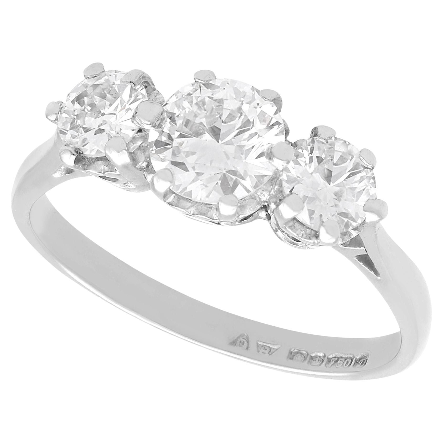 1.51 Carat Diamond and White Gold Trilogy Engagement Ring
