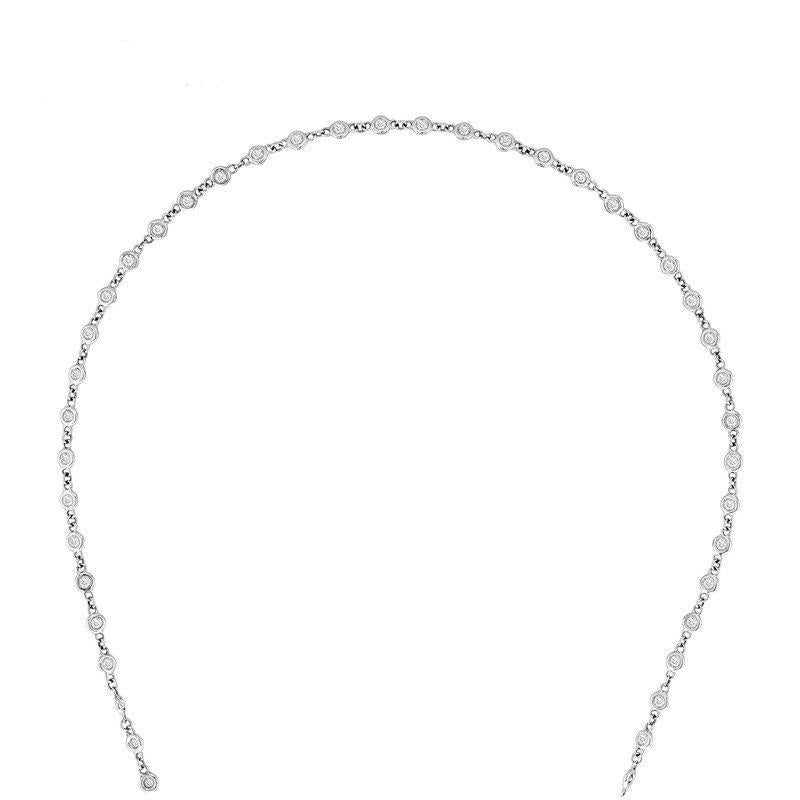 Contemporary 1.51 Carat Diamond by the Yard Necklace G SI 14 Karat White Gold 67 Stones 17'' For Sale