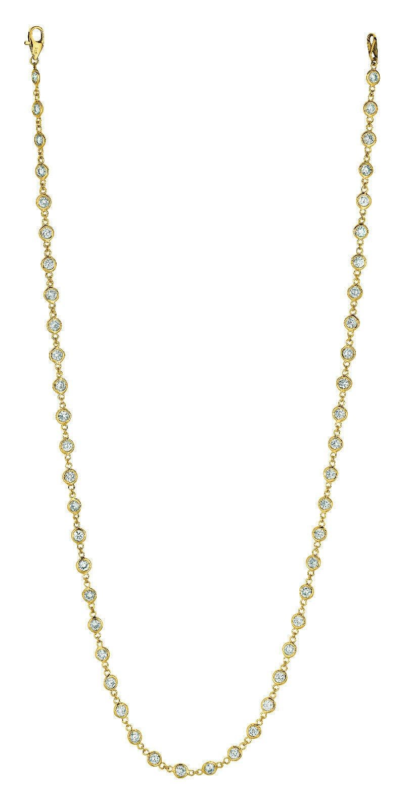 1.51 Carat Diamond by the Yard Necklace G SI 14K Yellow Gold 17 inches 67 stones 2 pointers

100% Natural Diamonds, Not Enhanced in any way Round Cut Diamond by the Yard Necklace  
1.51CT
G-H 
SI  
14K Yellow Gold, Bezel style,  5.4 gram
17 inches