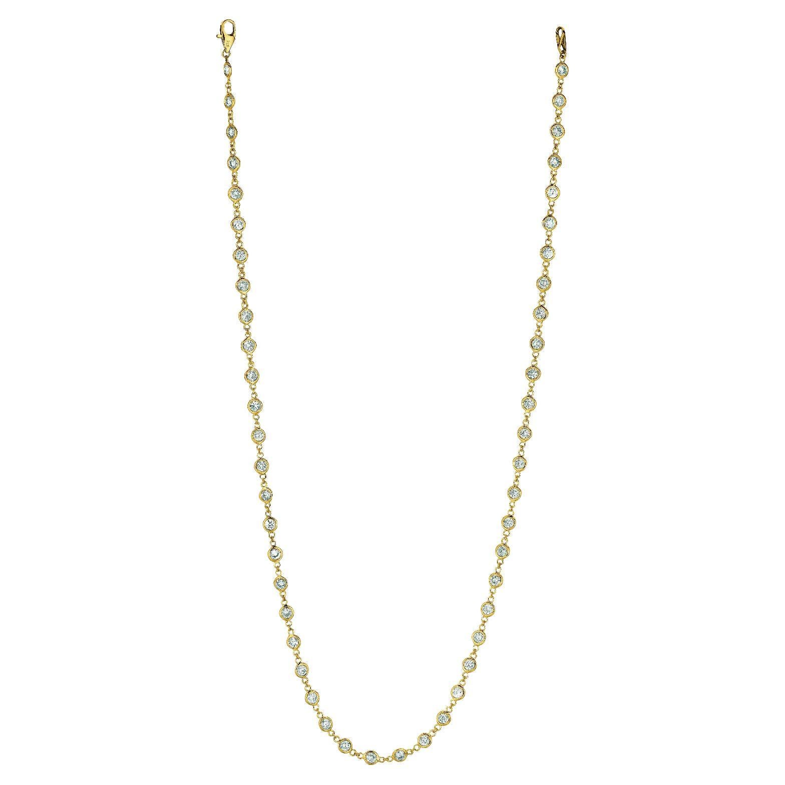 1.51 Carat Diamond by the Yard Necklace G SI 14K Yellow Gold 67 Stones