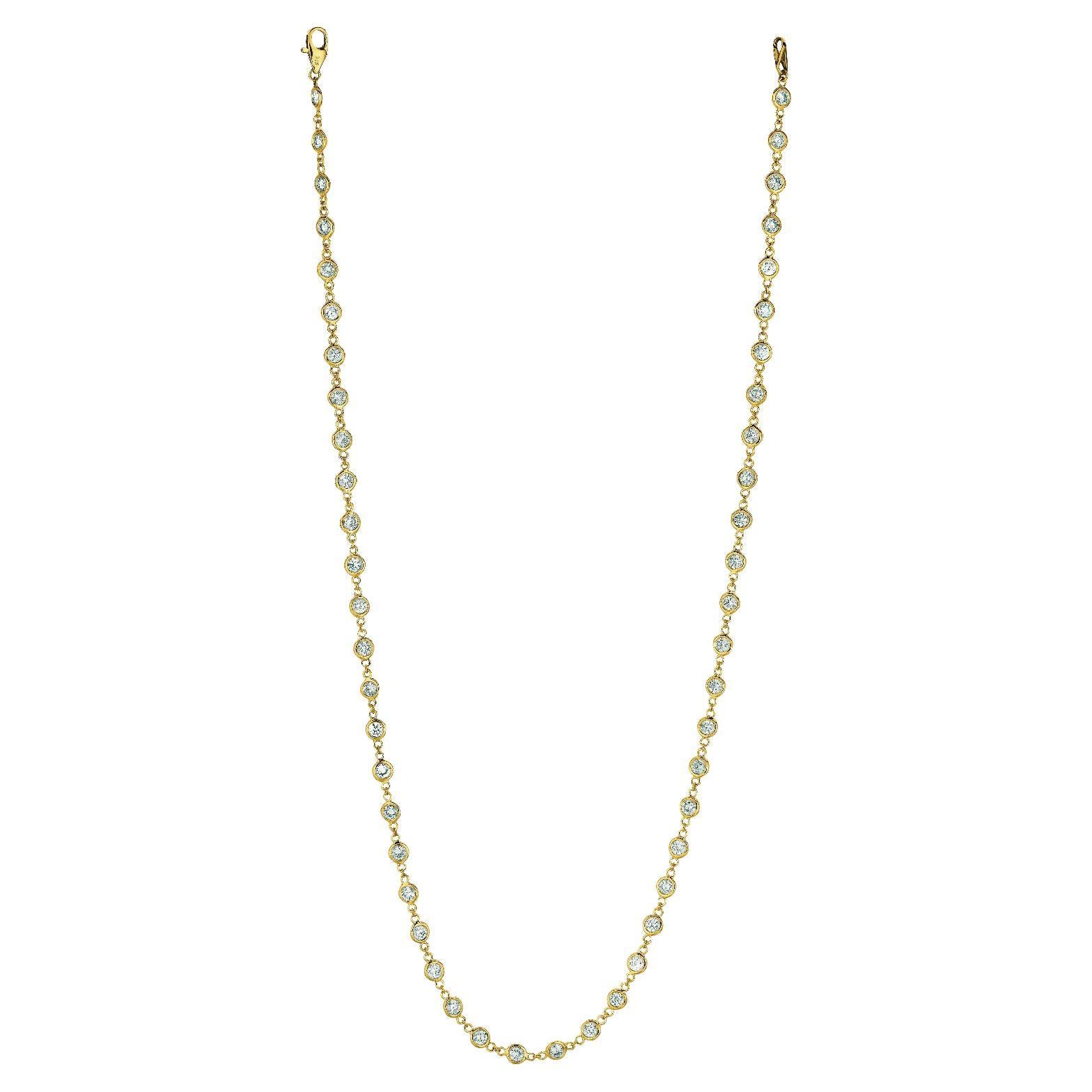 Pre-owned Morris & David 1.51 Carat Diamond By The Yard Necklace G Si 14k Yellow Gold 67 Stones