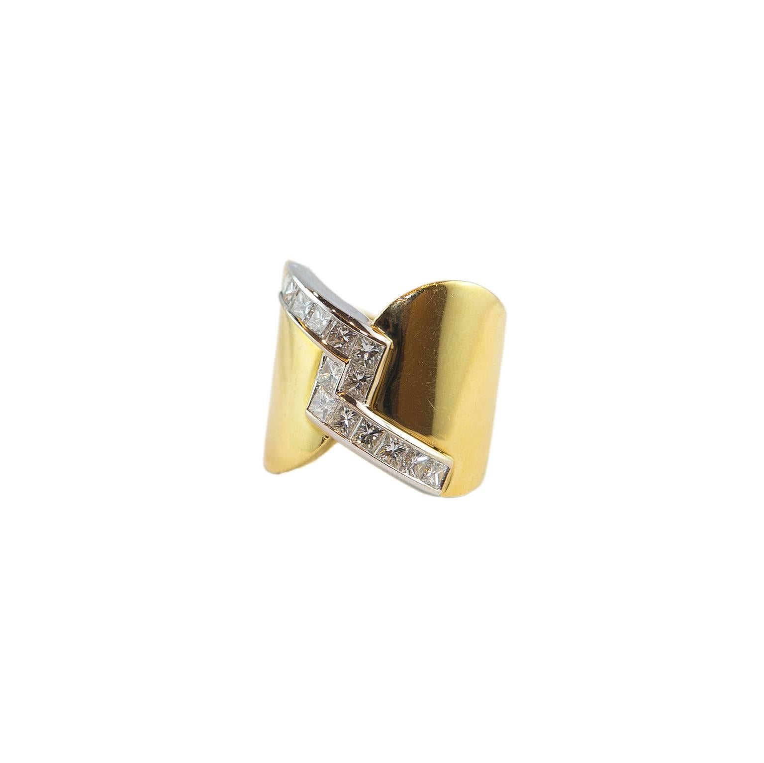 1.51 Carat Diamond Gold Band Ring In New Condition For Sale In Florence, Tuscany