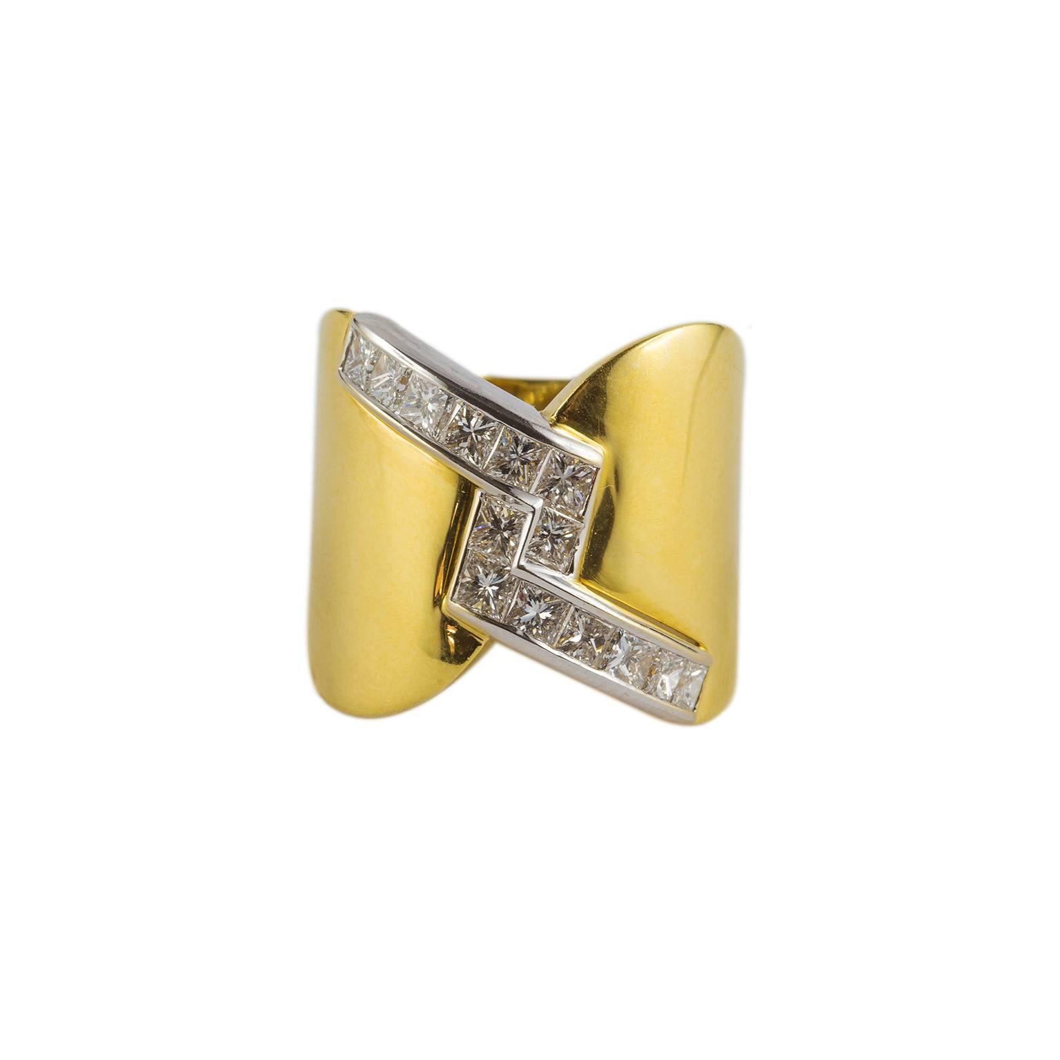 Women's 1.51 Carat Diamond Gold Band Ring For Sale