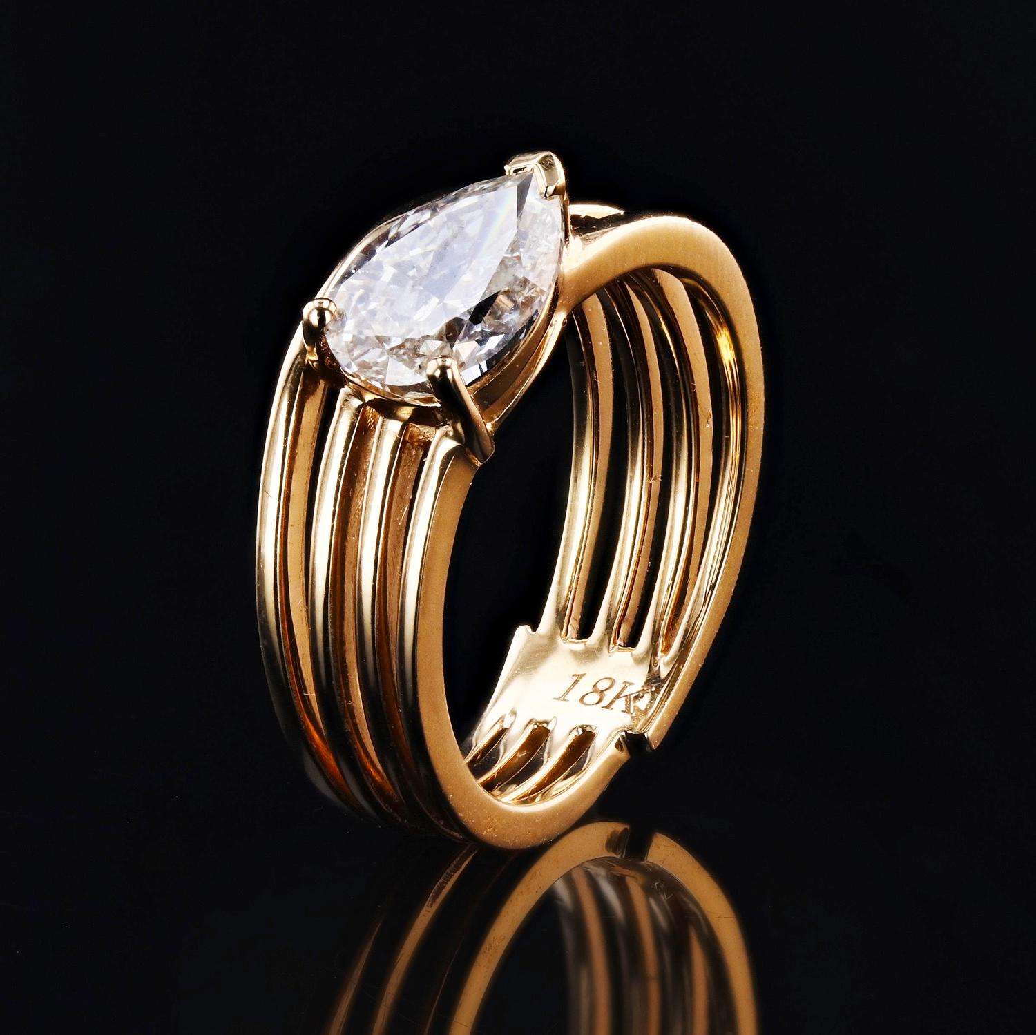 1.51 Carat Pear Diamond Ring For Sale 1
