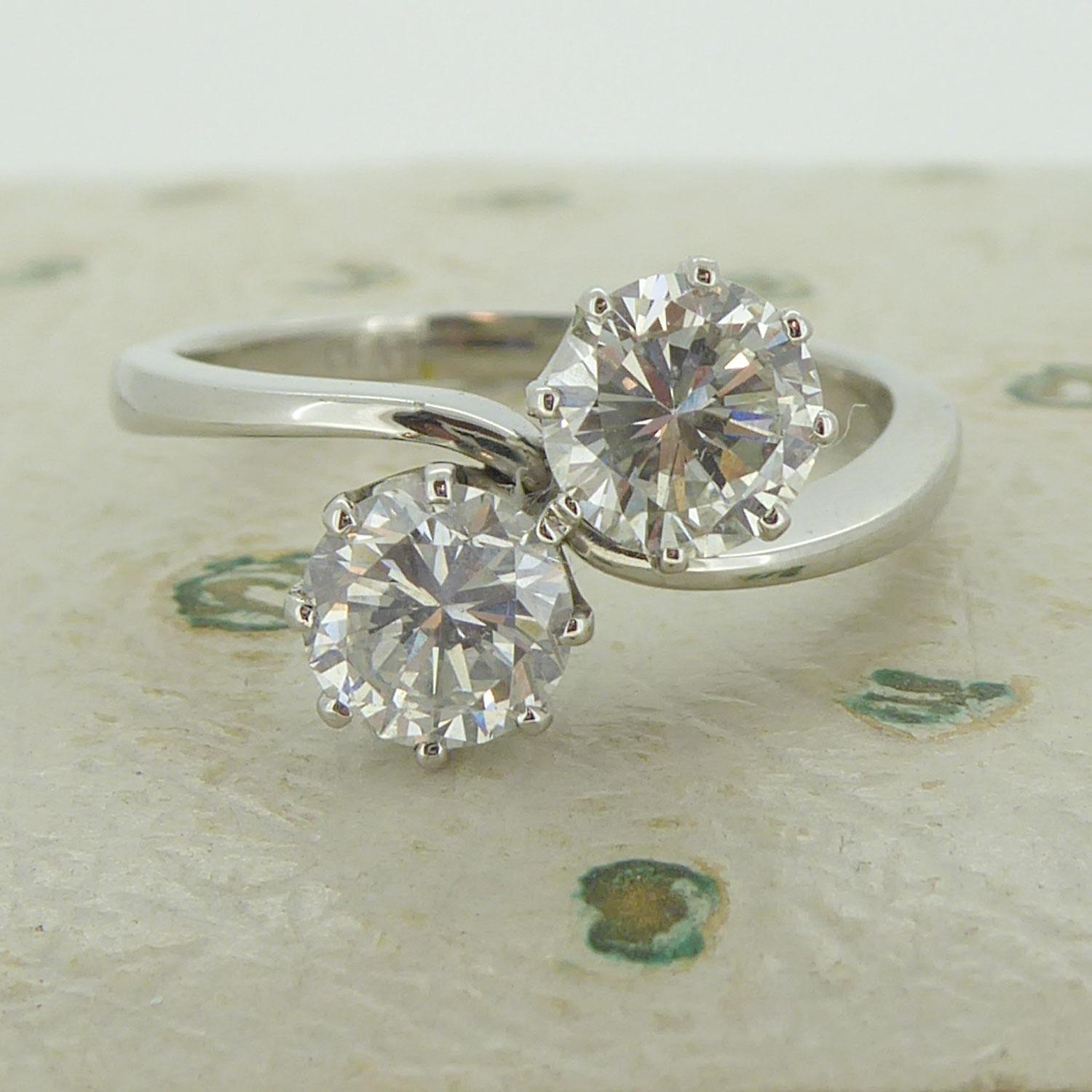 2 stone diamond twist ring