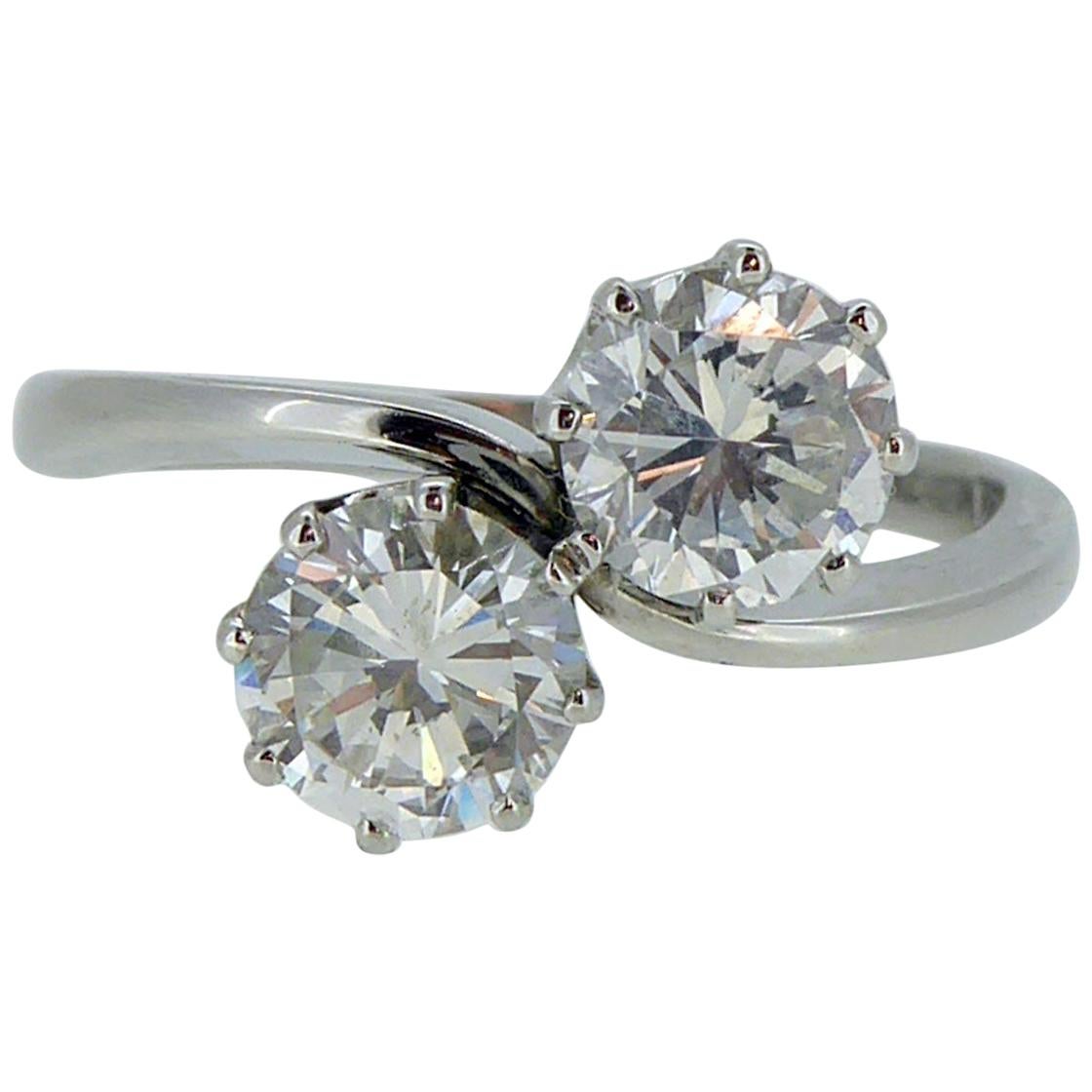 1.51 Carat Diamond Two-Stone Twist Ring, Platinum