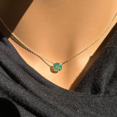 1.51 Carat Emerald Cushion & Fashion Necklaces In 14K Yellow Gold
