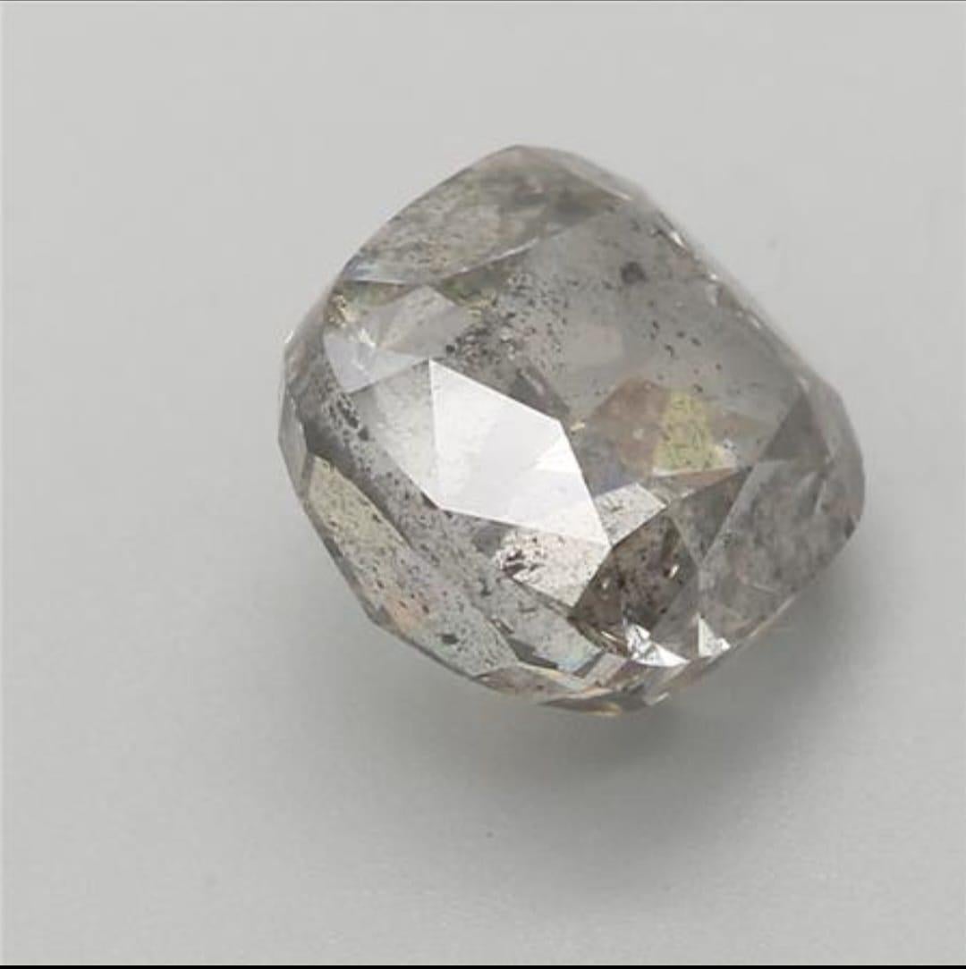 1.51 Carat Fancy Dark Gray Cushion shaped diamond I2 Clarity GIA Certified In New Condition For Sale In Kowloon, HK