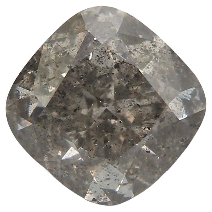 1.51 Carat Fancy Dark Gray Cushion shaped diamond I2 Clarity GIA Certified For Sale