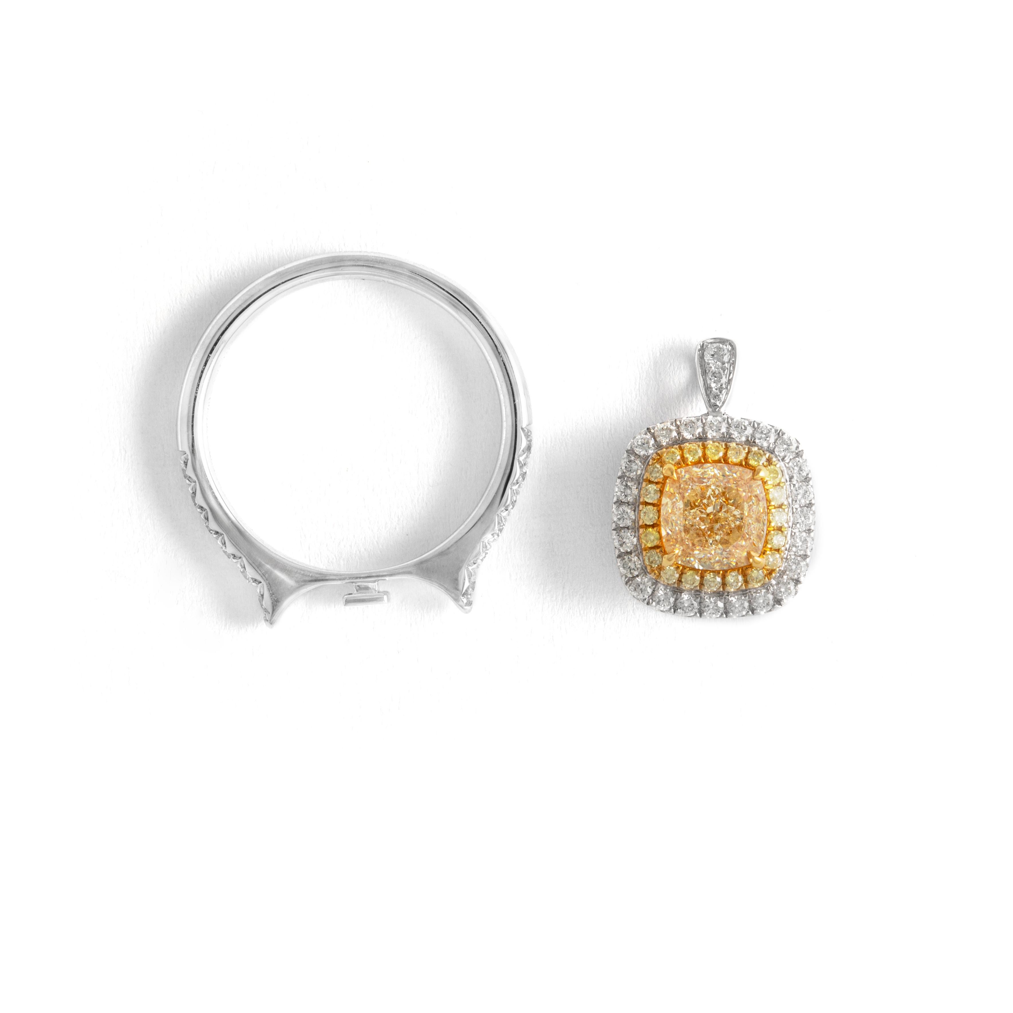 1.51 carat Fancy Light Brownish Yellow Cushion Diamond Ring For Sale 1