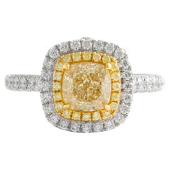1.51 carat Fancy Light Brownish Yellow Cushion Diamond Ring