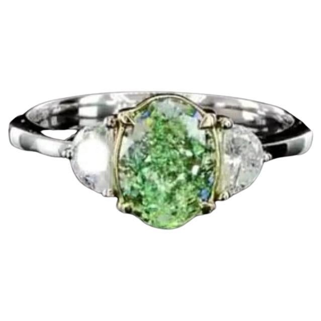 1.51 Carat Fancy Light Green Diamond Ring VS Clarity AGL Certified For Sale