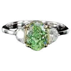 1.51 Carat Fancy Light Green Diamond Ring VS Clarity AGL Certified