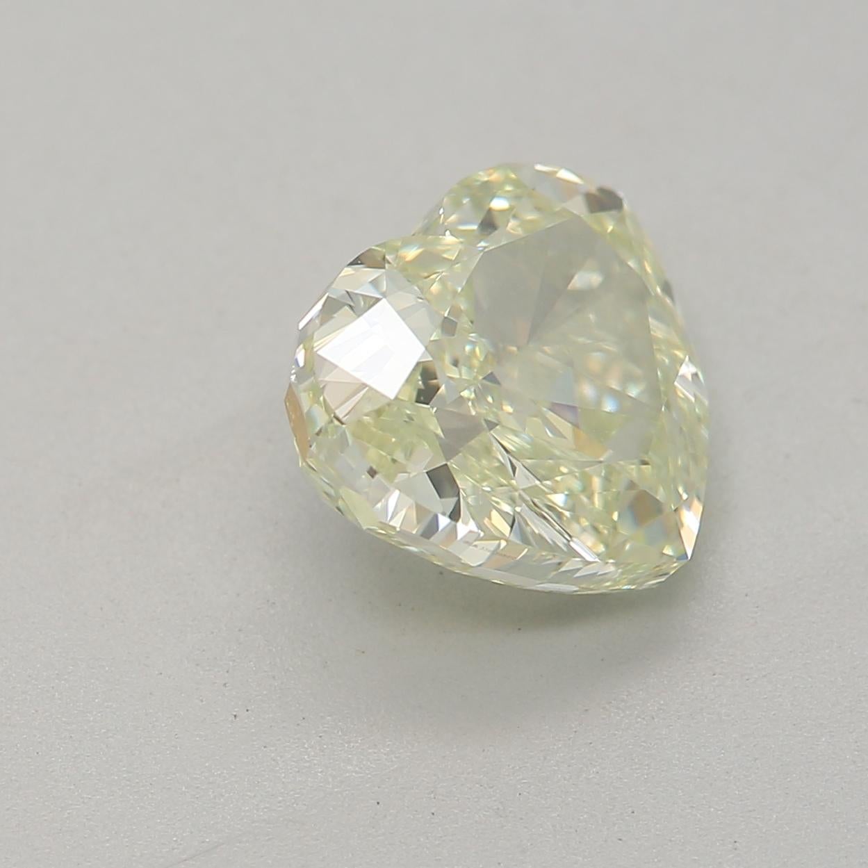 1.51 Carat Fancy Light Green Yellow Heart Cut Diamond VS1 Clarity GIA Certified For Sale 1