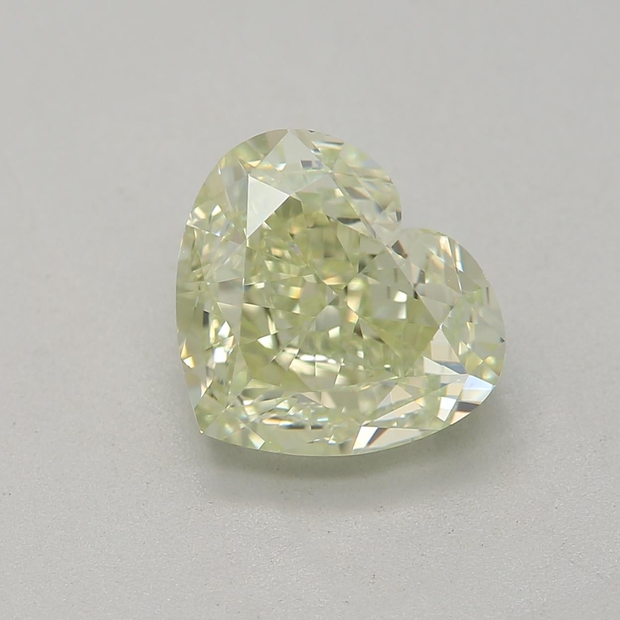 1.51 Carat Fancy Light Green Yellow Heart Cut Diamond VS1 Clarity GIA Certified For Sale 2