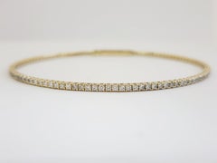 1.51 Carat Flexible Bangle Yellow Gold 14 Karat Tennis Bracelet