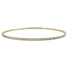 1.51 Carat Flexible Bangle Yellow Gold 14 Karat Tennis Bracelet