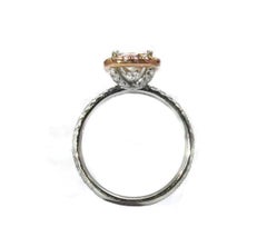 1.51 Carat GIA Certified Cushion Cut Ring with Fancy Intense Pink Diamond Halo