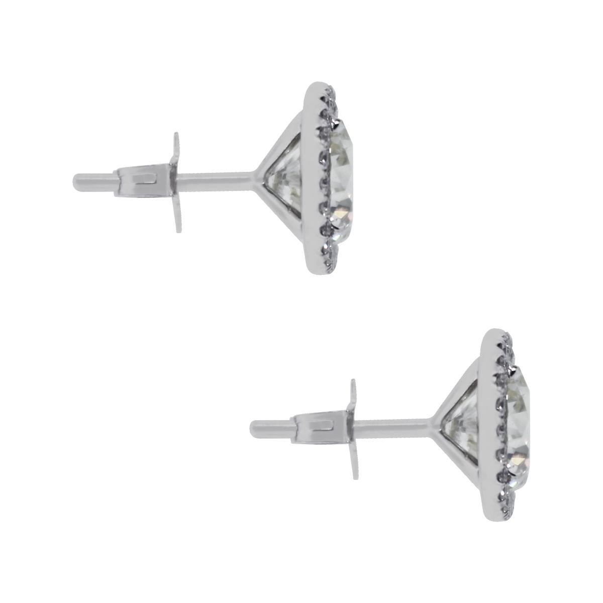 Round Cut 3.01 Carat GIA Certified Diamond Earrings