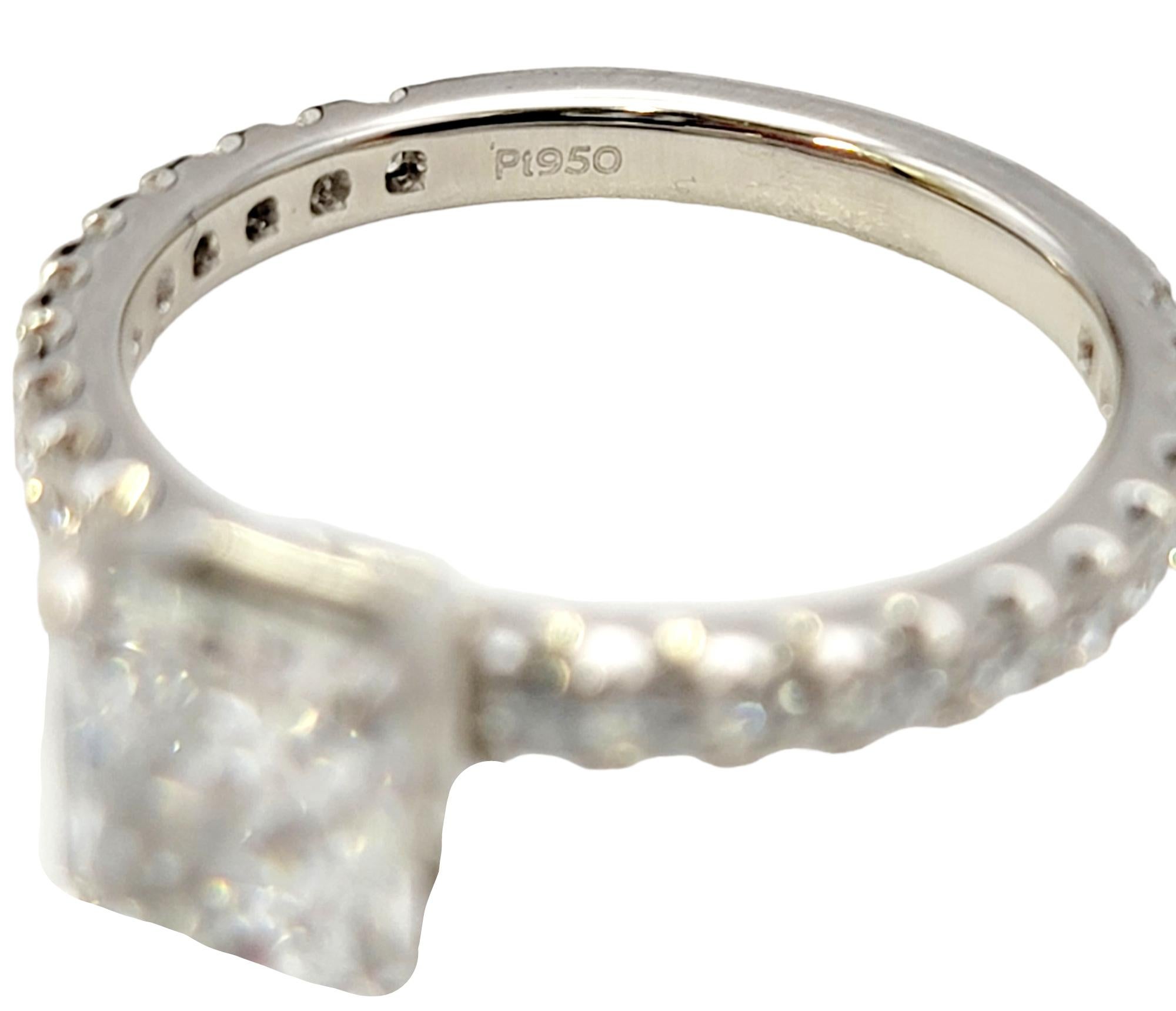 1.51 Carat GIA Radiant Cut Diamond Platinum Engagement Ring Pave Diamond Band 1