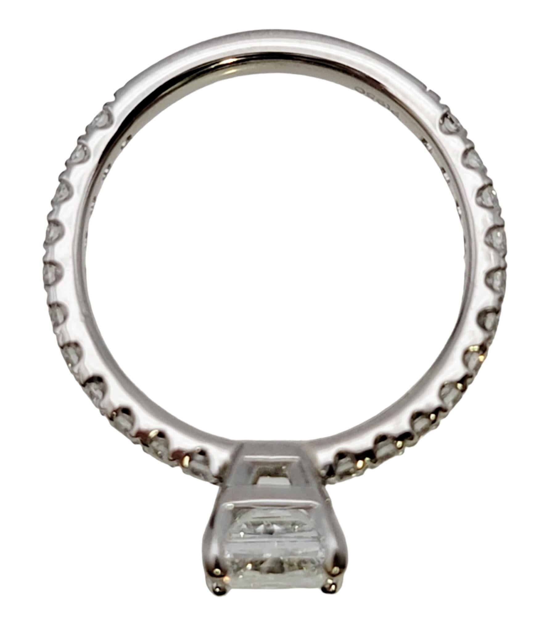 1.51 Carat GIA Radiant Cut Diamond Platinum Engagement Ring Pave Diamond Band 2