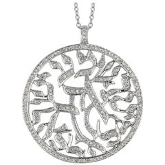 Collier religieux en or blanc 14 carats avec chaîne G SI et diamants naturels 1,51 carat