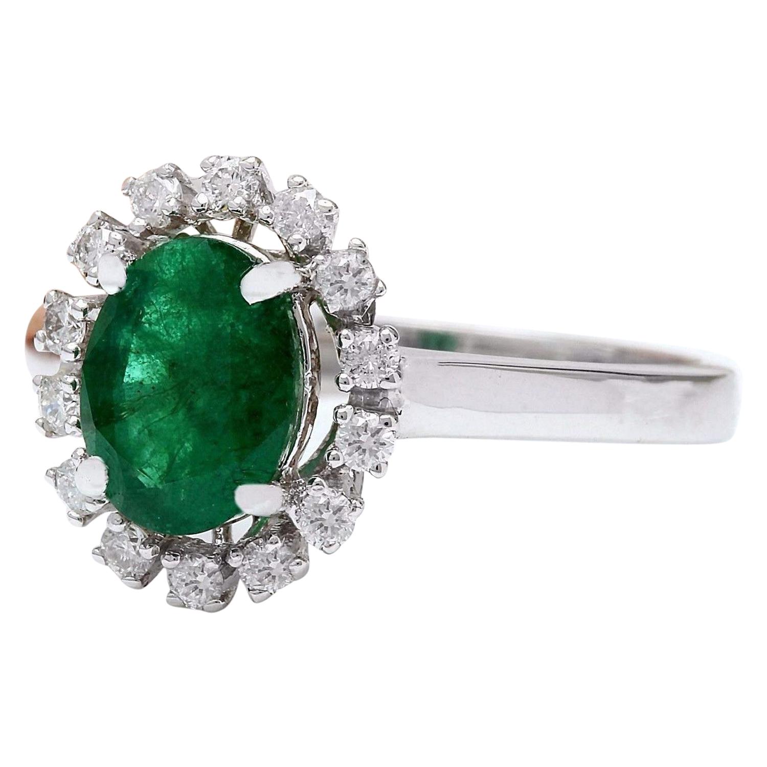 1.51 Carat Natural Emerald 14K Solid White Gold Diamond Ring
 Item Type: Ring
 Item Style: Engagement
 Material: 14K White Gold
 Mainstone: Emerald
 Stone Color: Green
 Stone Weight: 1.26 Carat
 Stone Shape: Oval
 Stone Quantity: 1
 Stone