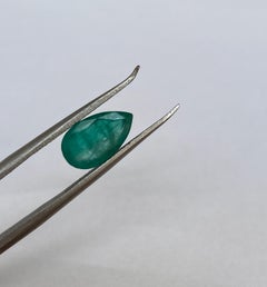 ALGT Certified 1.51 Carat Natural Zambia Emerald Stone Pear Mixed Cut
