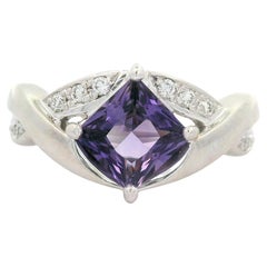 Anillo de platino con diamante zafiro púrpura sin calor de 1,51 quilates, certificado GIA