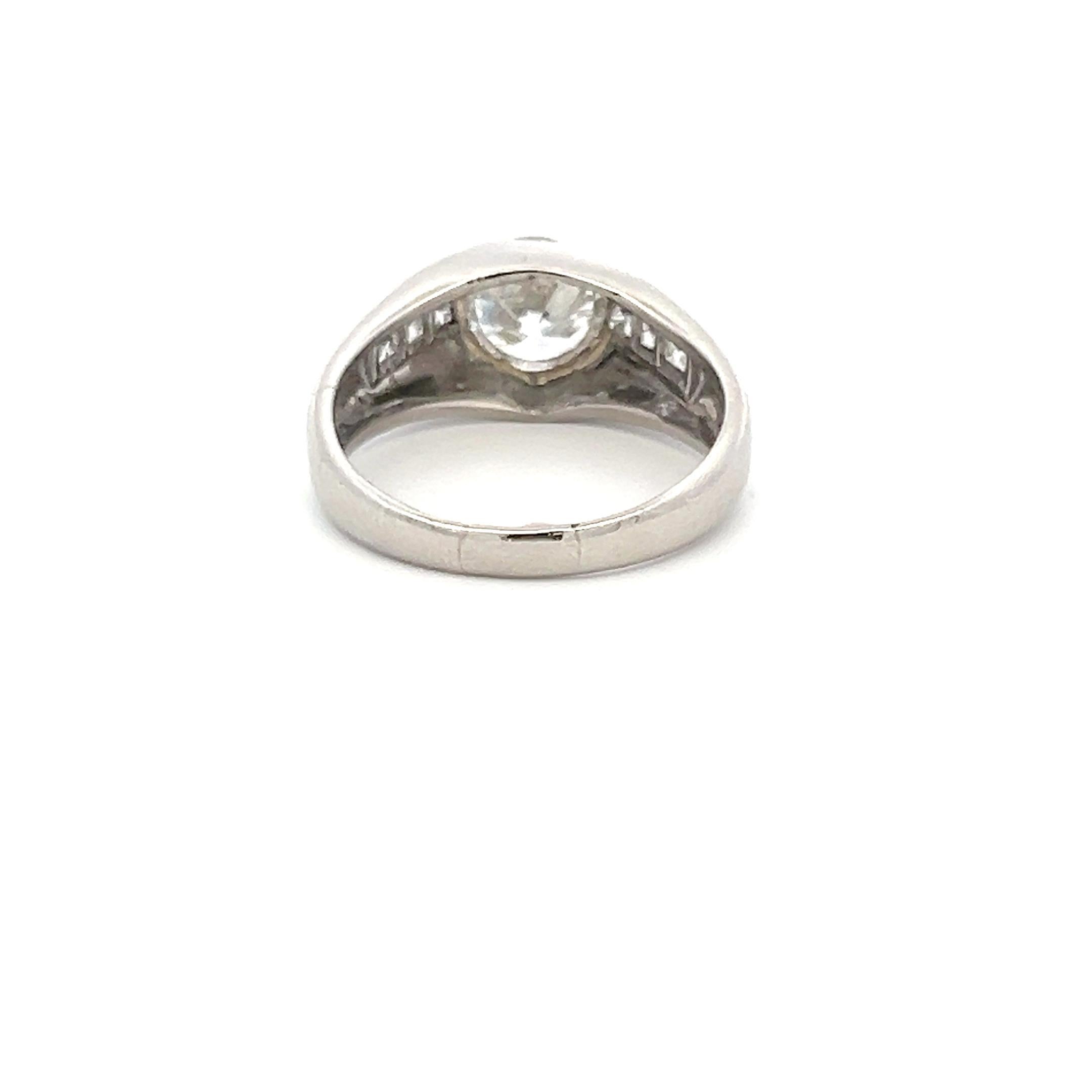 Taille vieille Europe Bague de fiançailles en platine avec diamant taille européenne ancienne de 1,51 carat G I1 et autres tailles en vente