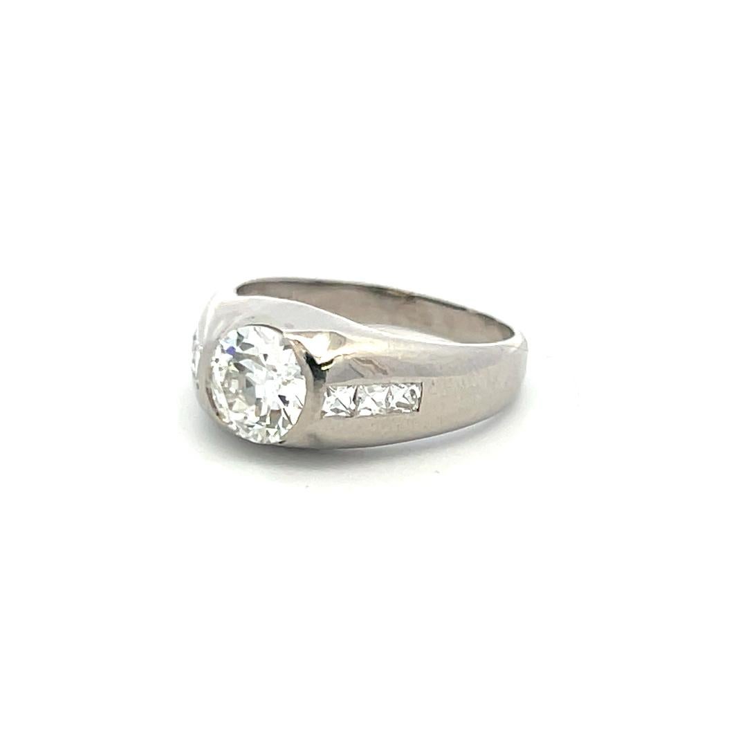 Bague de fiançailles en platine avec diamant taille européenne ancienne de 1,51 carat G I1 et autres tailles en vente 2