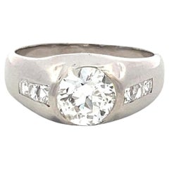 Bague de fiançailles en platine avec diamant taille européenne ancienne de 1,51 carat G I1 et autres tailles