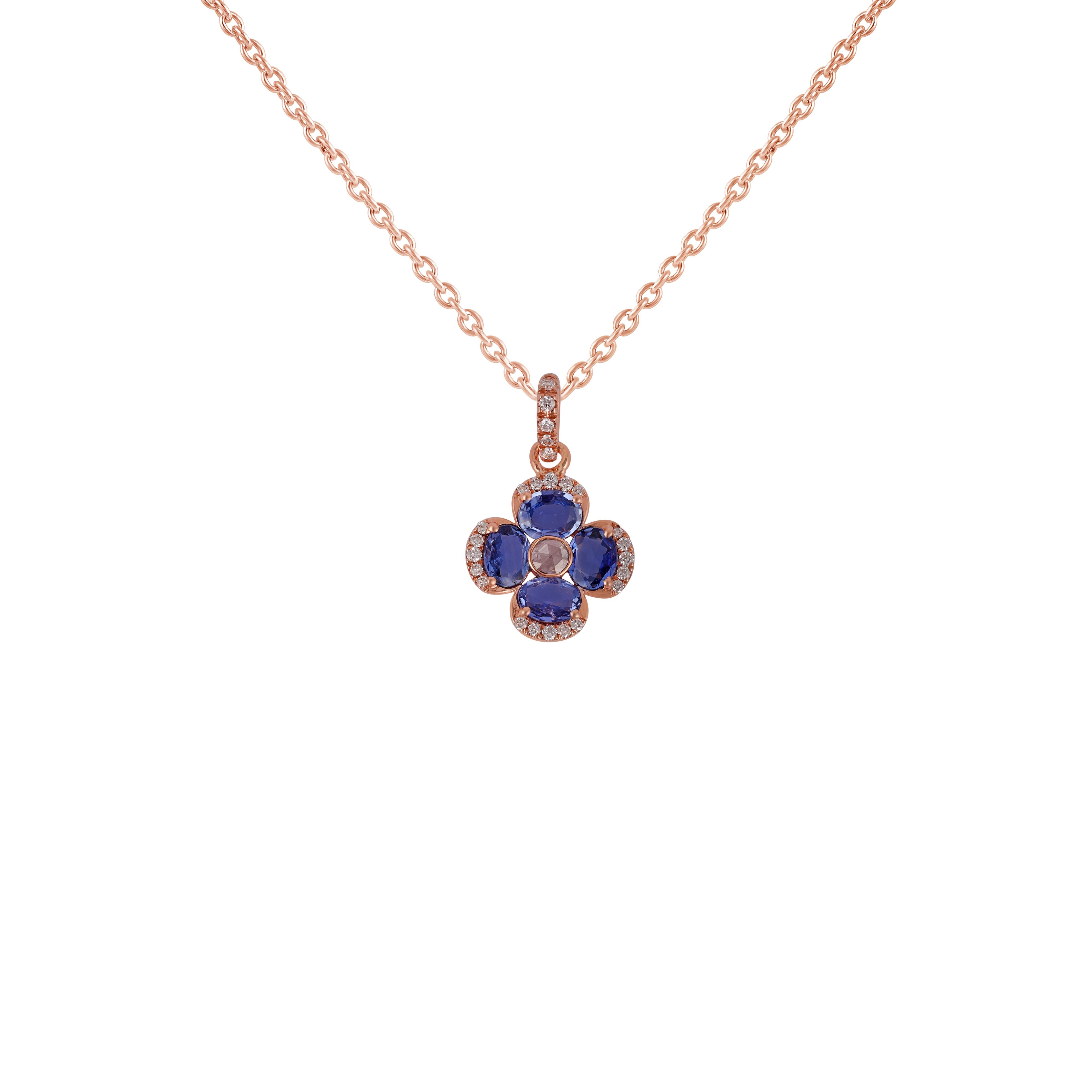 Modern 1.51 Carat Oval Cut Blue Sapphire Pendant Necklace in 18 Karat Gold with Diamond For Sale