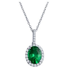 Diamond Emerald Necklace 18k Gold 3.70 TCW Italy Certified For Sale at ...
