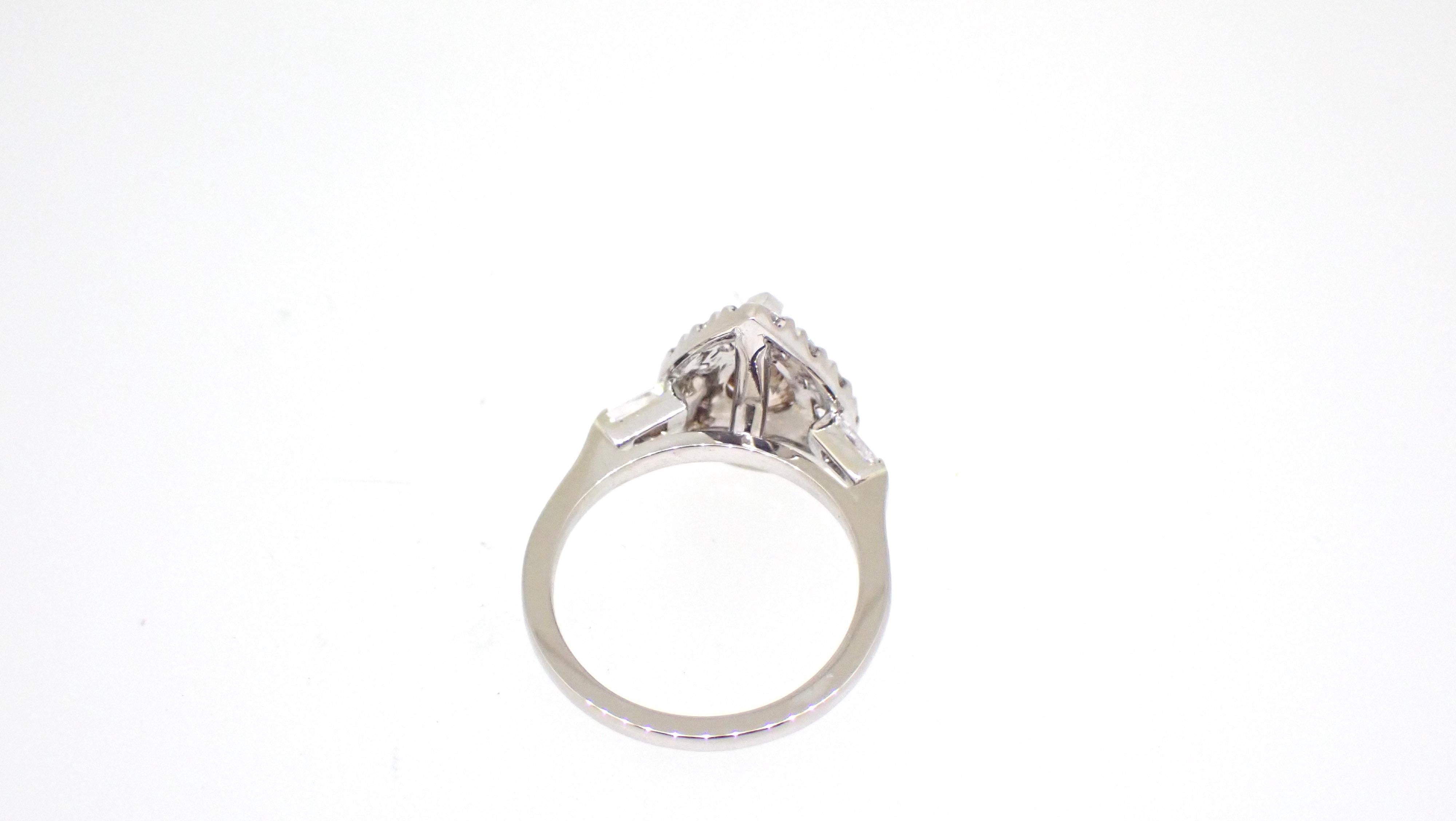1.51 Carat Pear Cut Champagne Diamond Halo Engagement Ring For Sale 3
