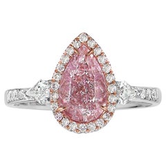 1.51 Carat Pear Diamond Ring Fancy colour (pink)  14K Gold A Crown-Worthy Legacy