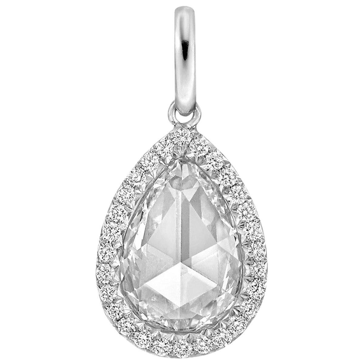 1.51 Carat Pear Rose-Cut Diamond "Oriana" Pendant