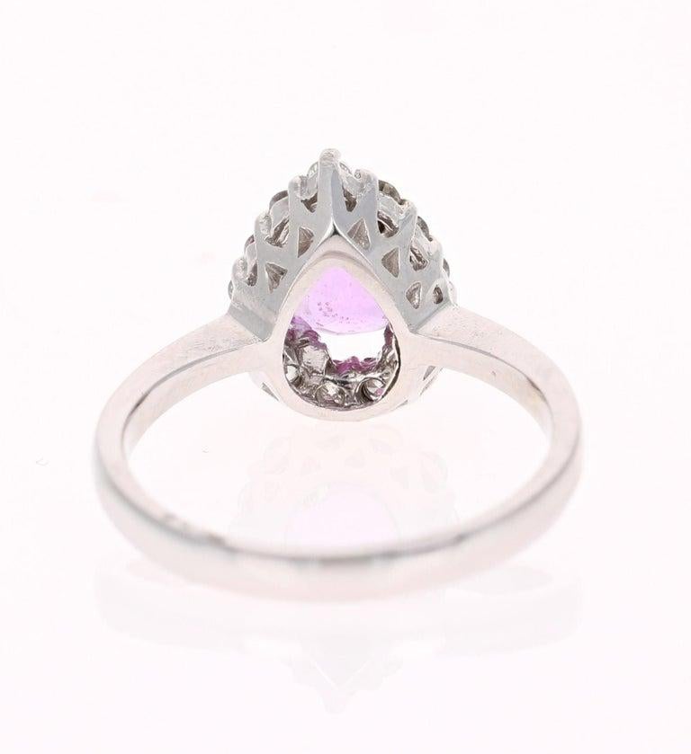 1,51 Karat rosa Saphir Diamant 14 Karat Weißgold Cocktail-Ring (Tropfenschliff)