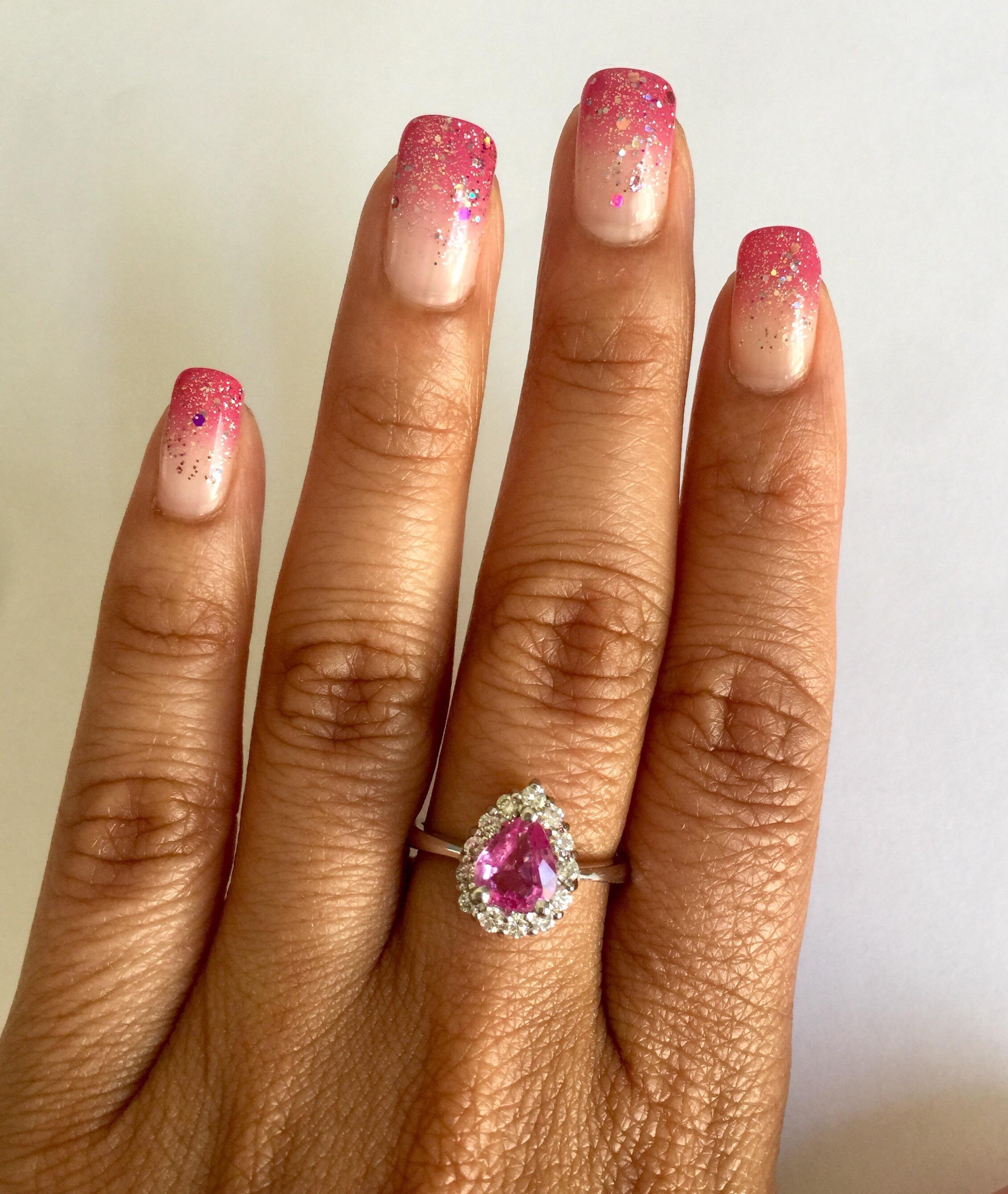 1.51 Carat Pink Sapphire Diamond 14 Karat White Gold Cocktail Ring In New Condition In Los Angeles, CA