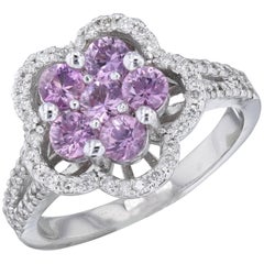 1.51 Carat Pink Sapphire Diamond 14 Karat White Gold Ring