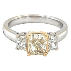 1.51 Carat Radiant Cut Yellow Diamond Engagement Ring